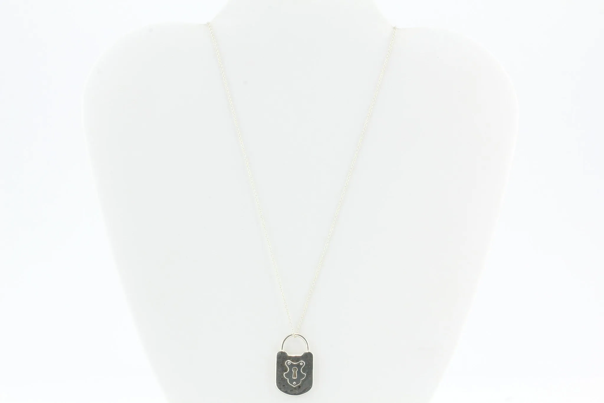 Tiffany & Co Sterling Silver Padlock Lock Charm Pendant Necklace