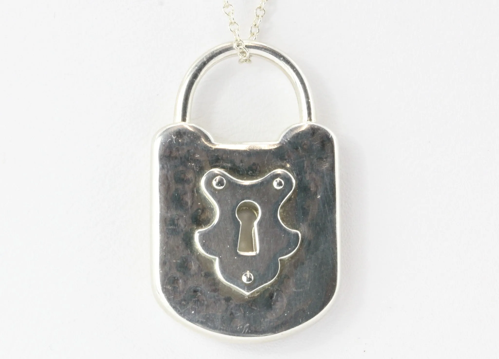 Tiffany & Co Sterling Silver Padlock Lock Charm Pendant Necklace