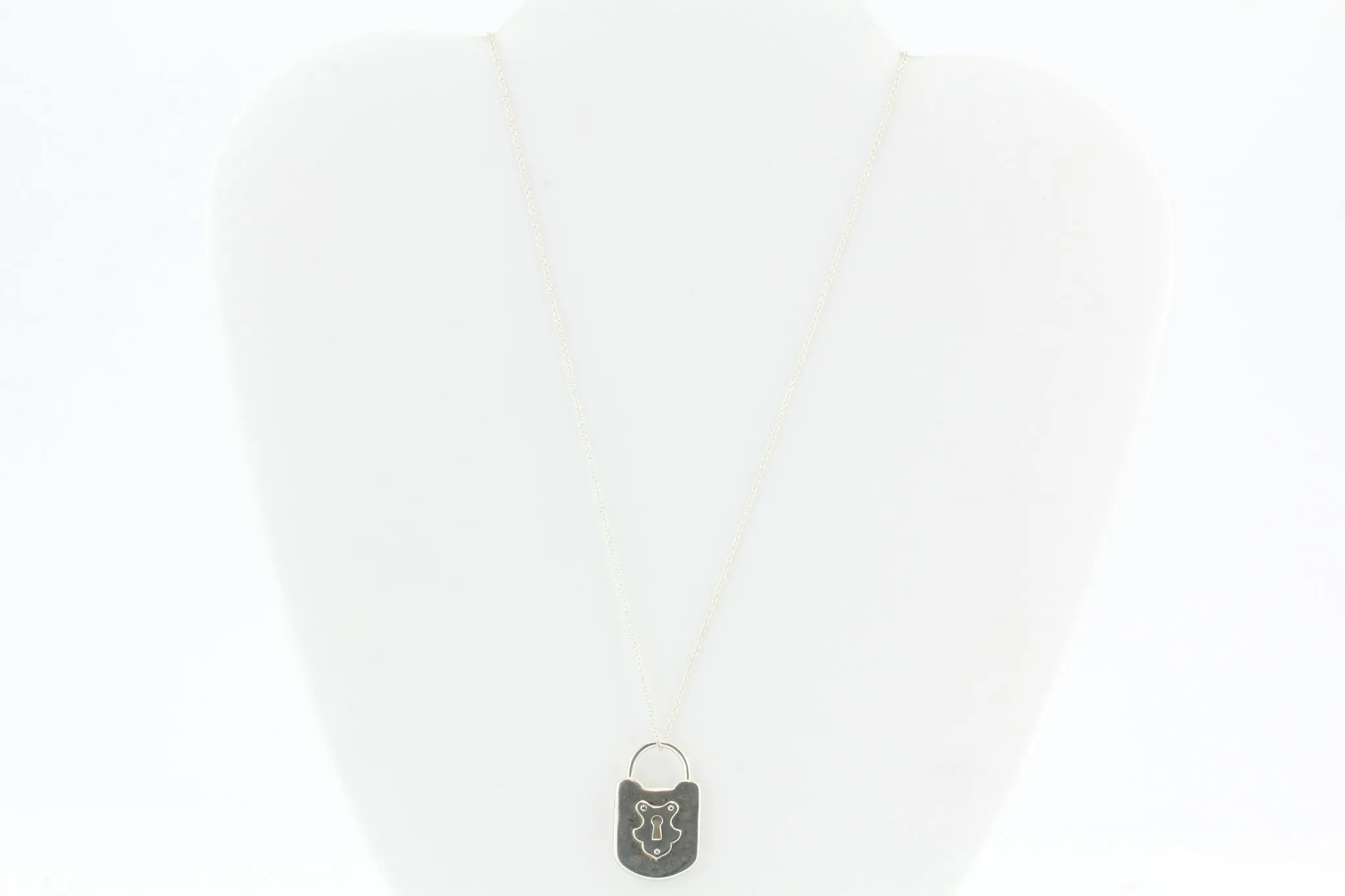 Tiffany & Co Sterling Silver Padlock Lock Charm Pendant Necklace