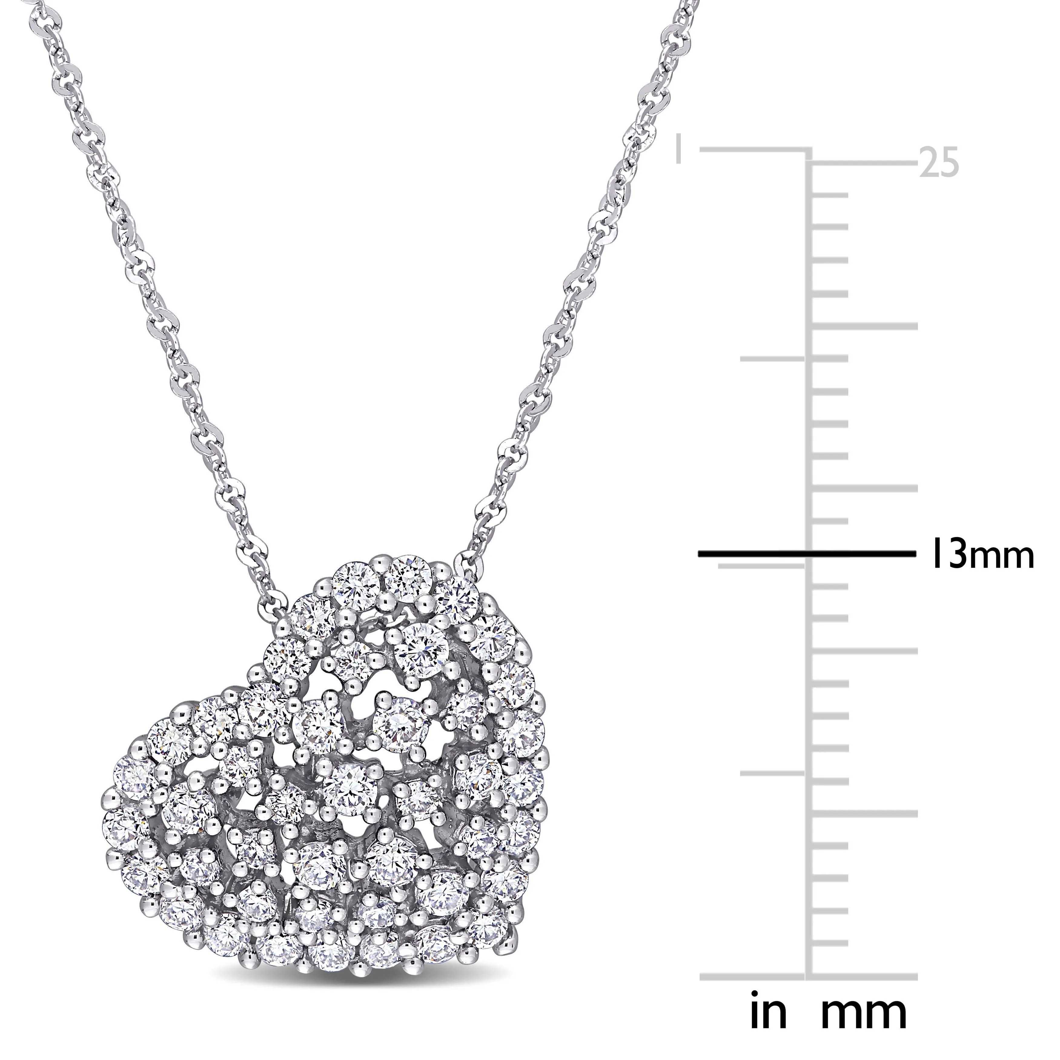 Tilted Diamond Covered Heart Pendant 1/2CT
