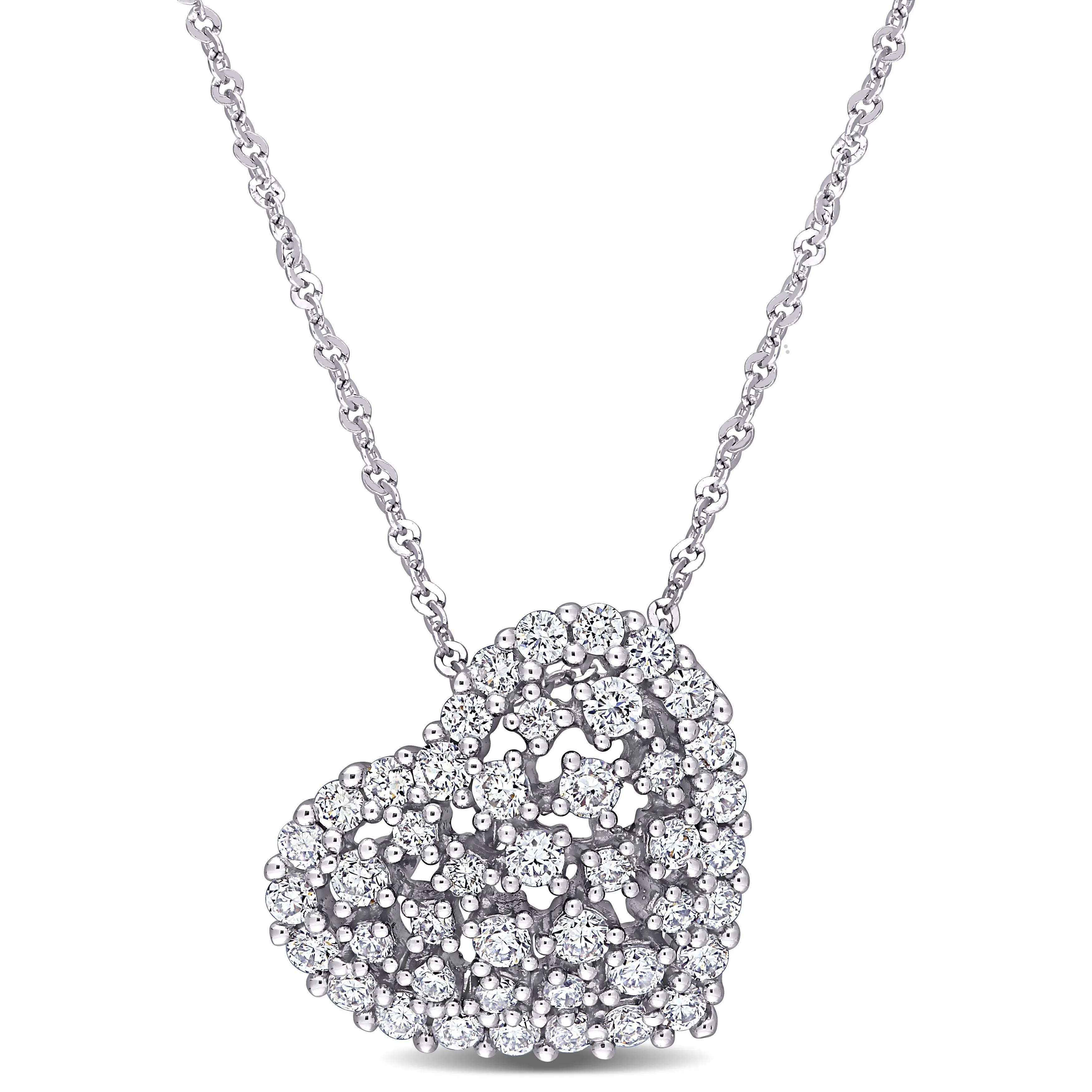 Tilted Diamond Covered Heart Pendant 1/2CT