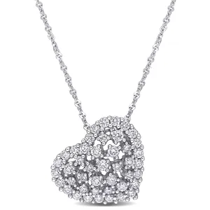 Tilted Diamond Covered Heart Pendant 1/2CT