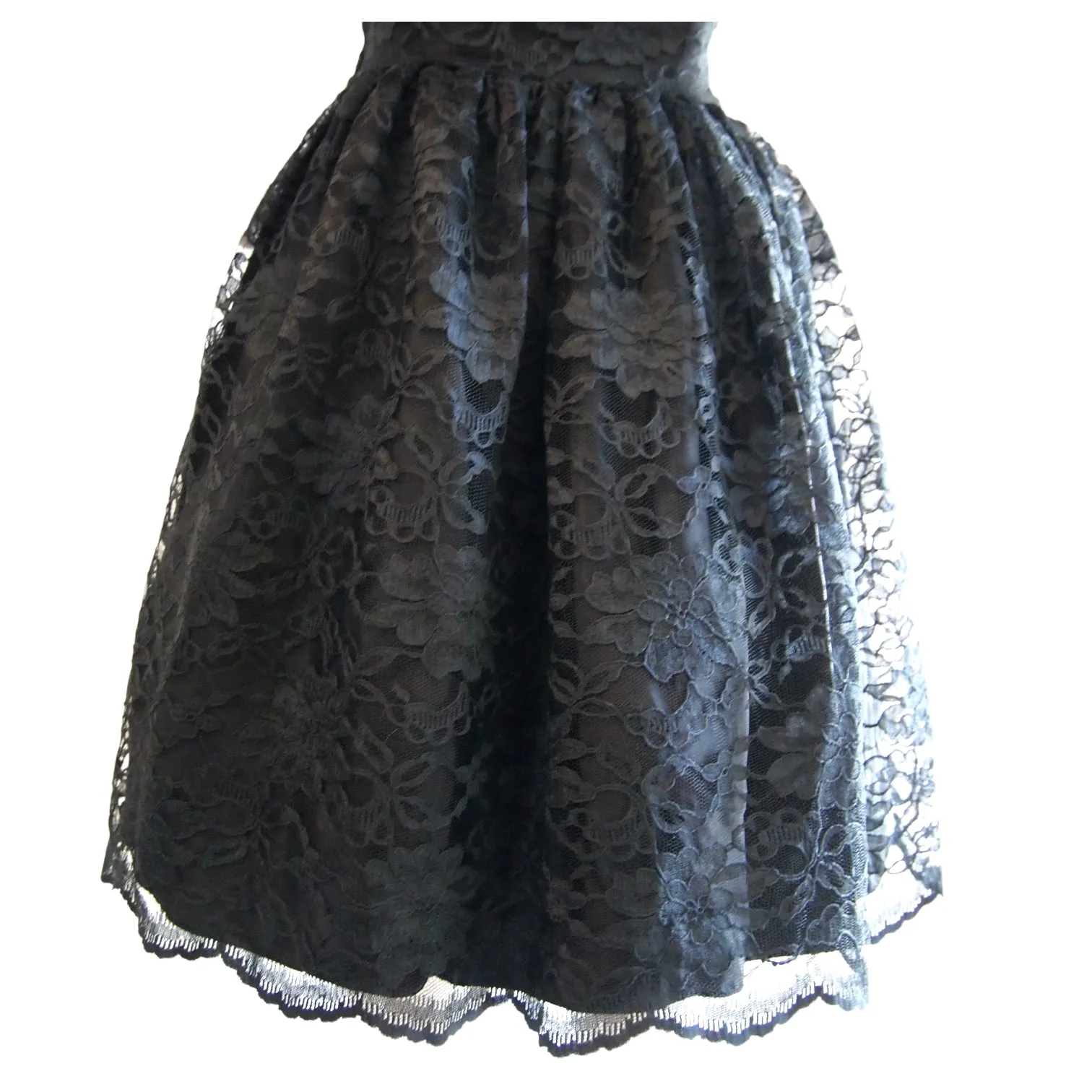 Timeless Classic 1950s Fit Flare Black LAce Off-shoulder Cocktail Evening Dress
