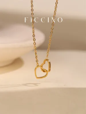 Titanium Stainless Double Hearts Wrapped Pendant