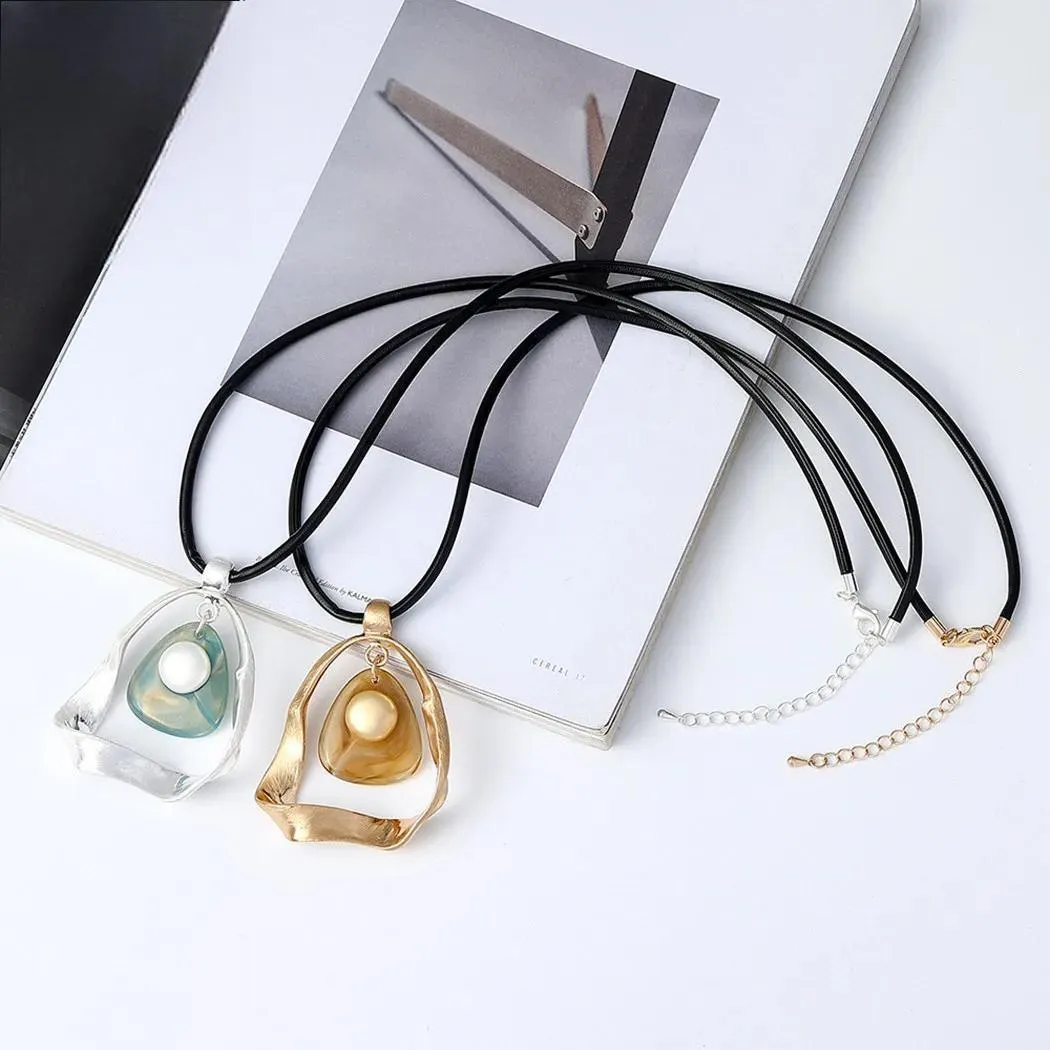 Trend Geometric Resin Necklace New in Long Chains Goth Accessories