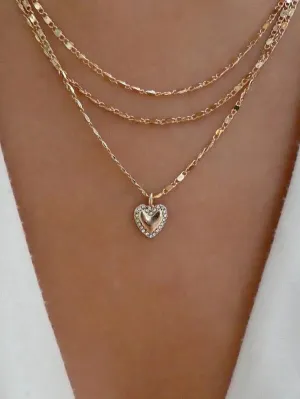 Triple Layered Gold Heart Necklace