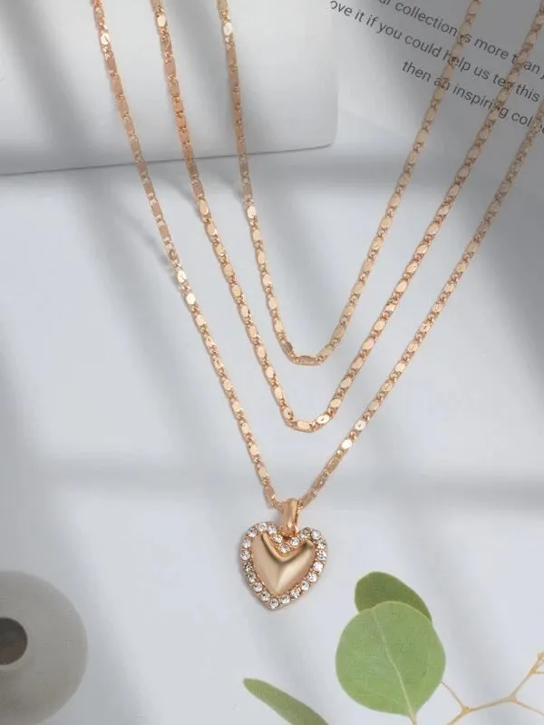 Triple Layered Gold Heart Necklace