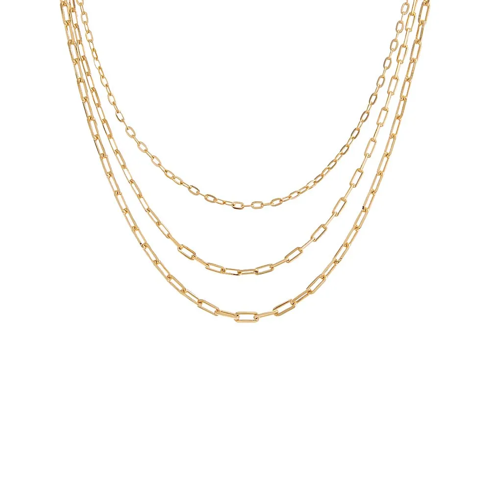 Triple Layered Graduated Paperclip Necklace