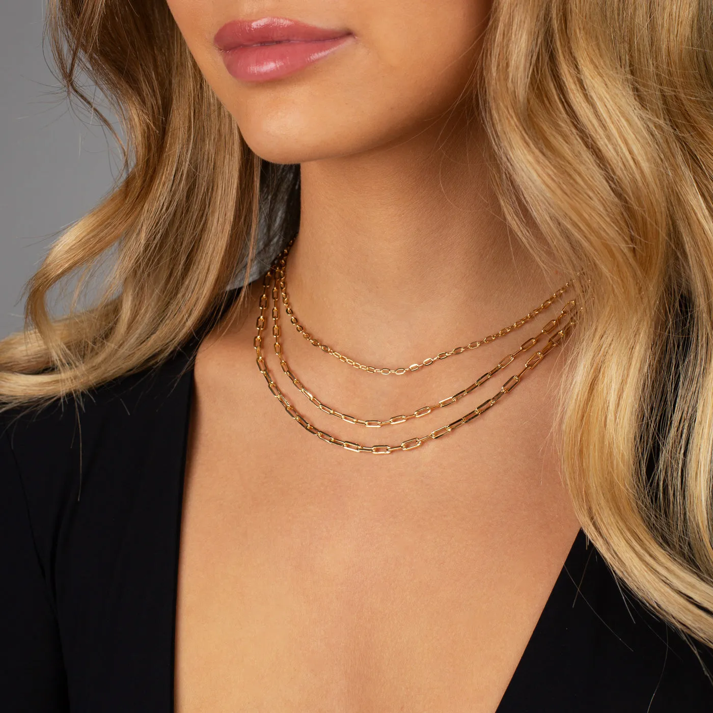 Triple Layered Graduated Paperclip Necklace