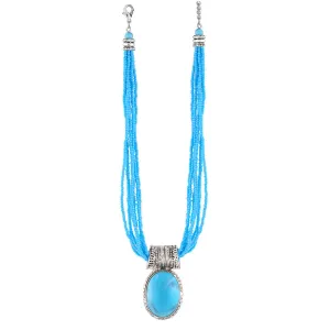 TURQUOISE OVAL 1.5"INCHES PENDANT LAYERED  NECKLACES #QN01982 ANTSIL TRQ (IC19/TOP)