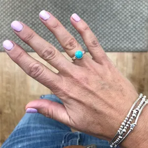Turquoise Round Gemstone Ring - Adjustable