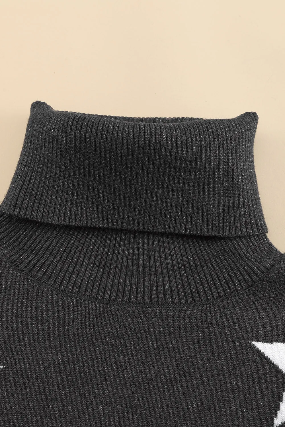 Turtleneck Star Print Sweater