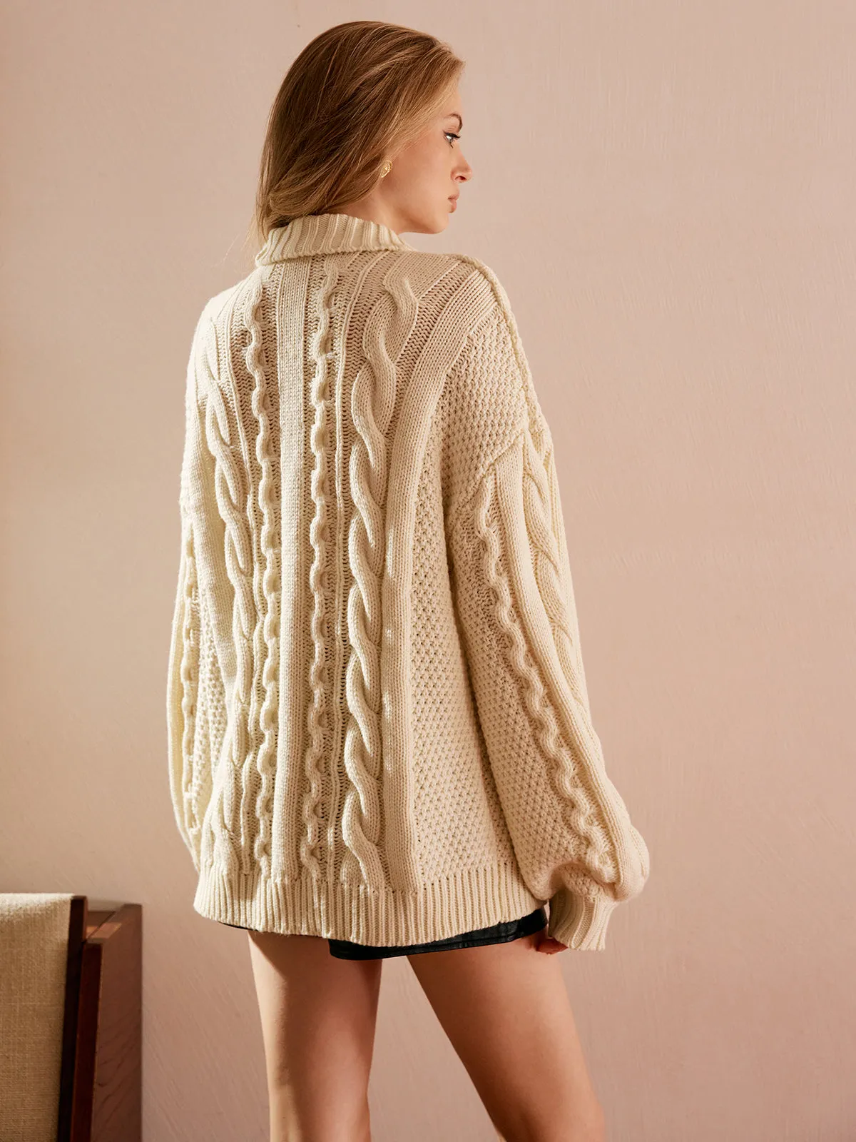 Turtleneck Twist Shift Sweater