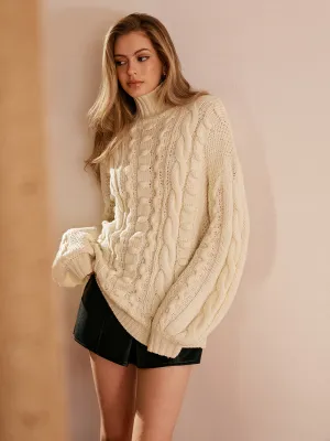 Turtleneck Twist Shift Sweater