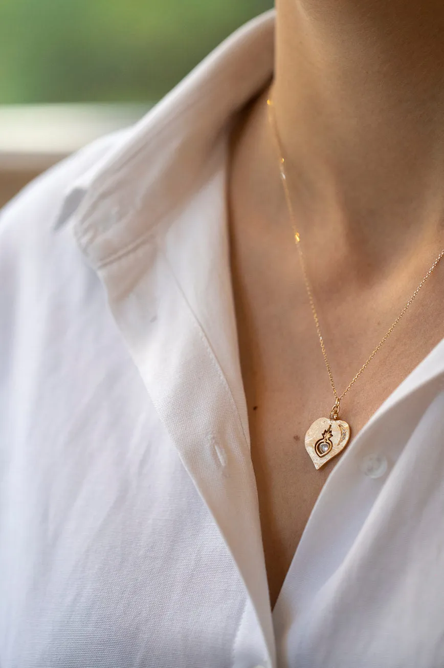 Twin Flame Necklace with Heart Moonstone