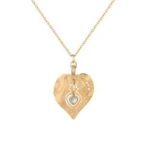 Twin Flame Necklace with Heart Moonstone