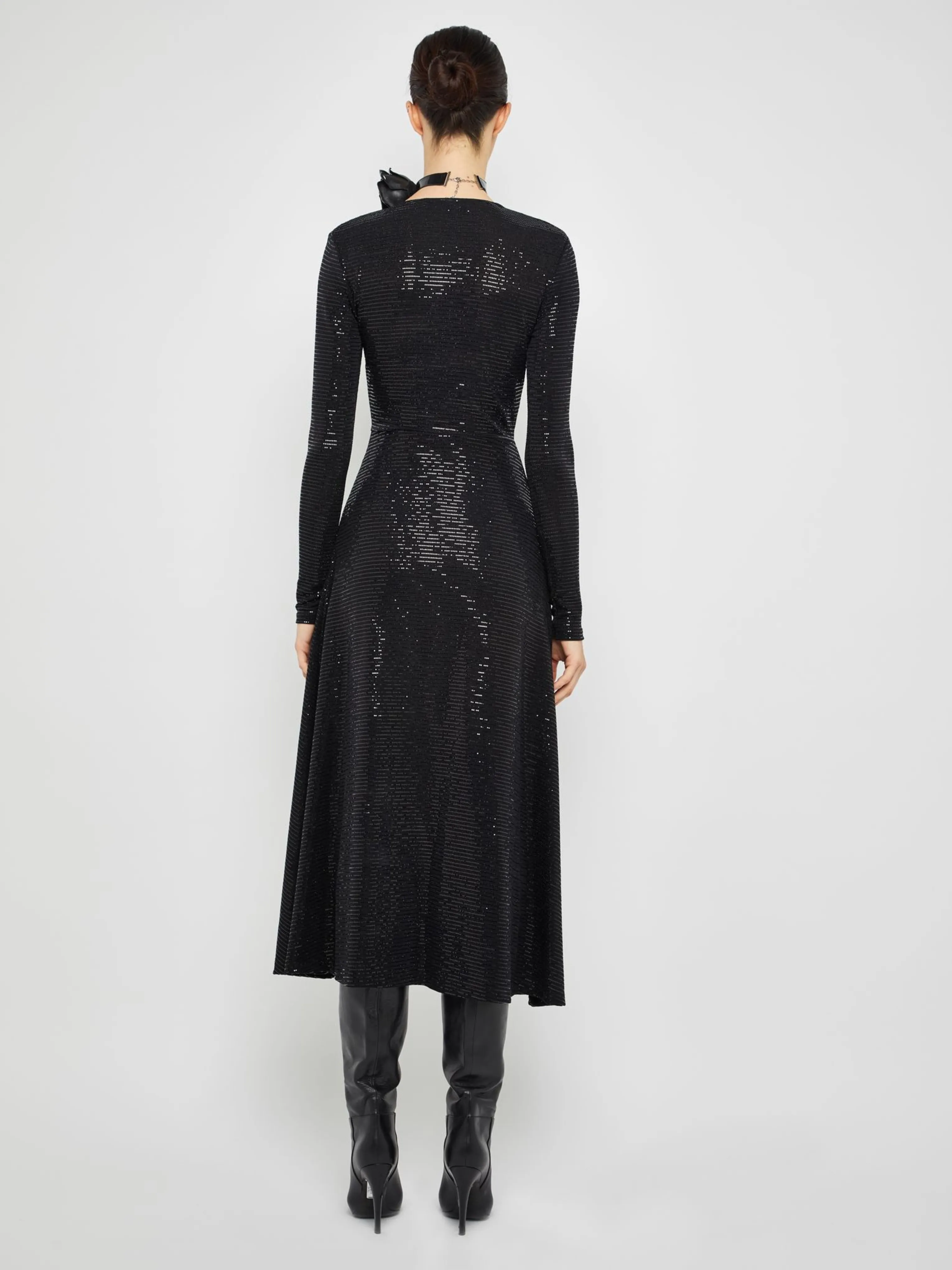 Twist Front Midi Dress in Black