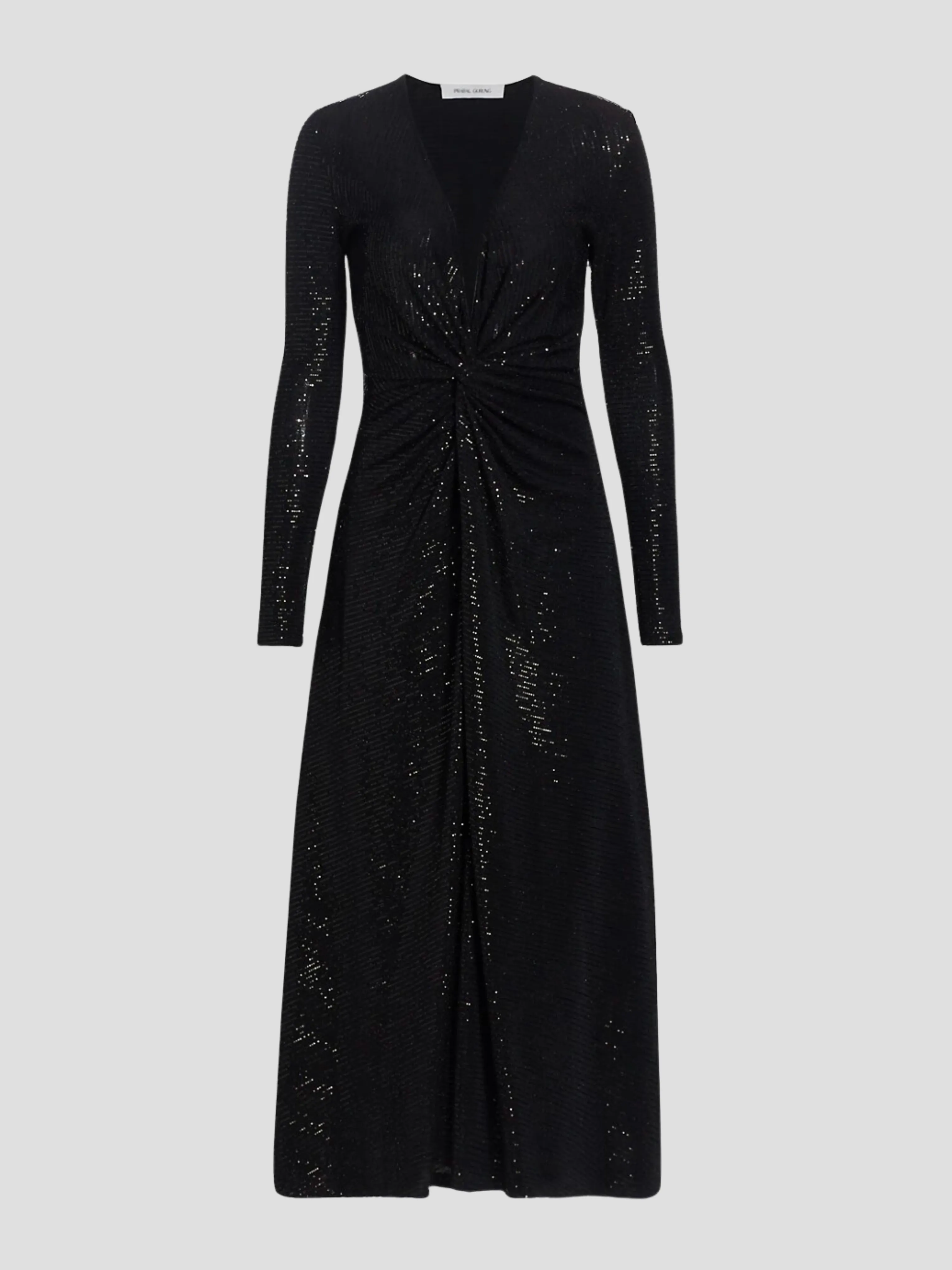 Twist Front Midi Dress in Black
