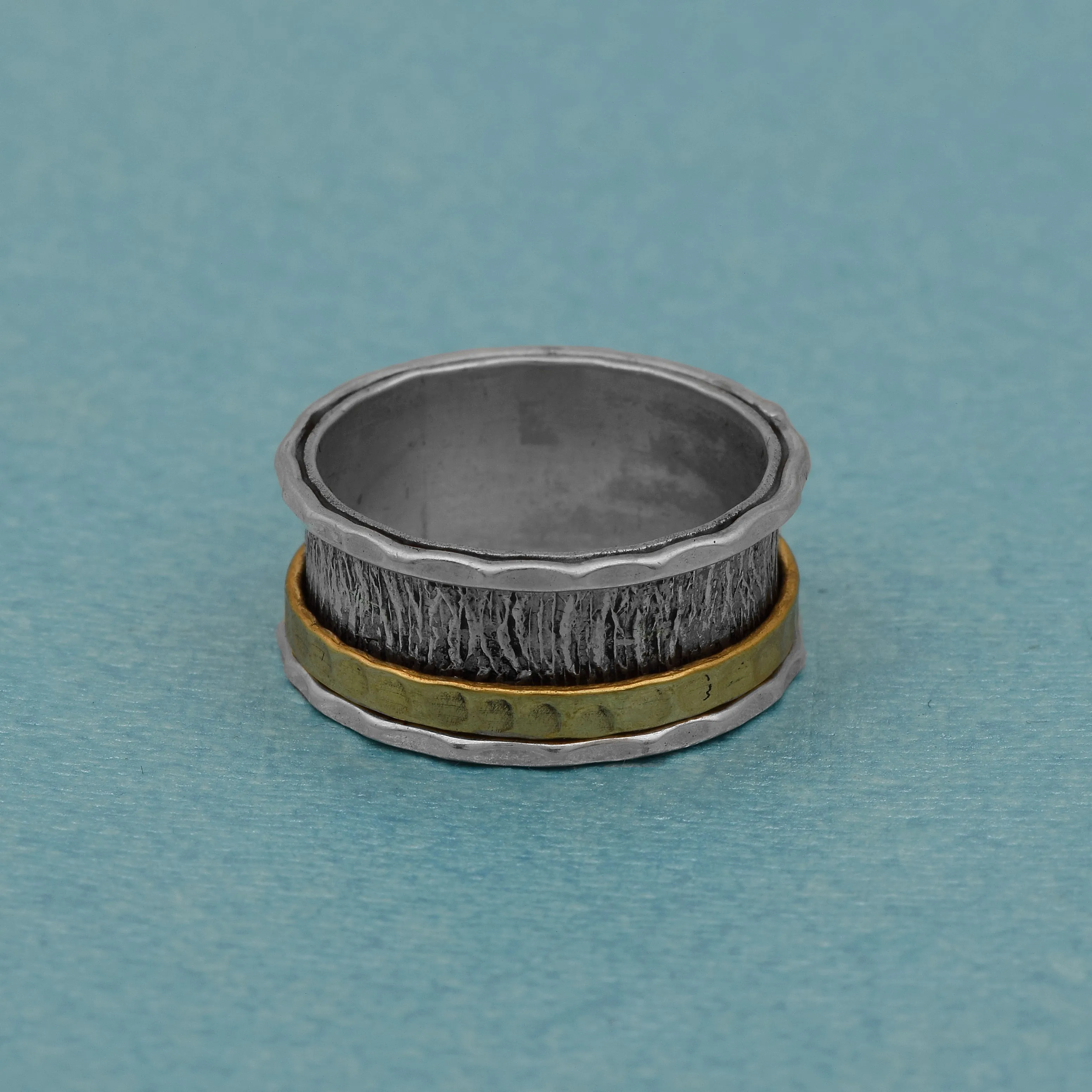 Two Banded Engraved Spinner Ring