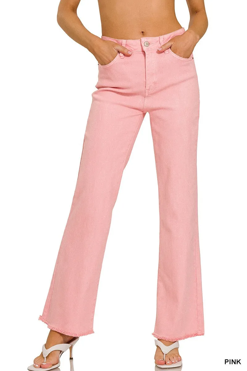 Tyler Acid Wash Fray in pink * on sale