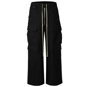 Ultra Wide Black Canvas Cargo Pants