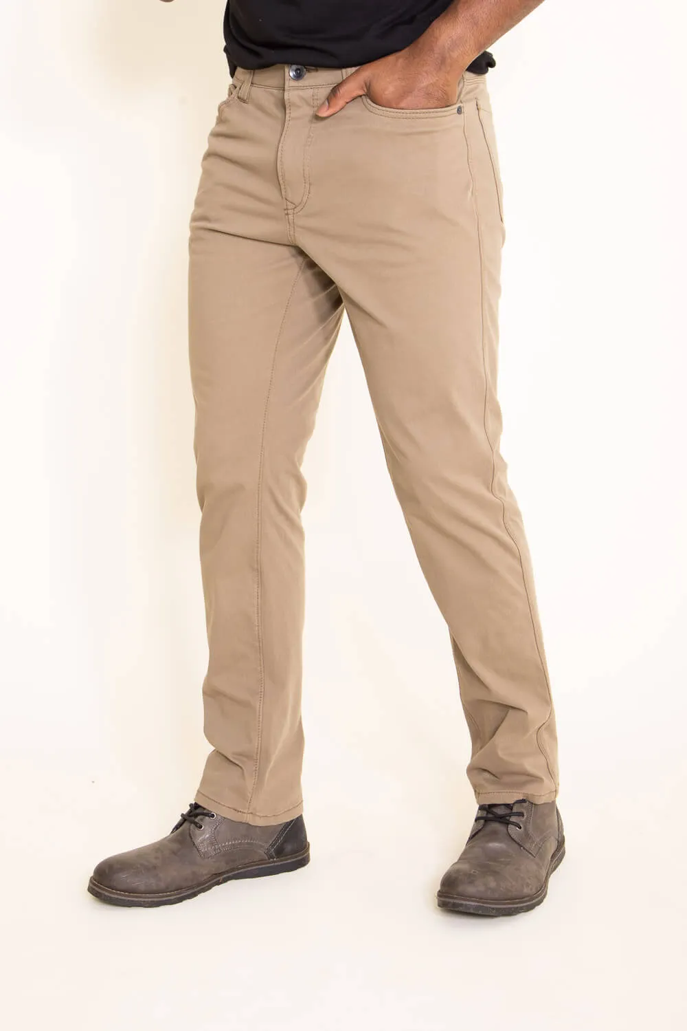 Union Five Pocket Comfort Twill Pants for Men in Brown | H3538WT-212HKHAKI