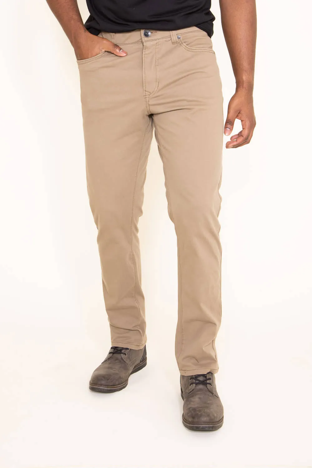 Union Five Pocket Comfort Twill Pants for Men in Brown | H3538WT-212HKHAKI