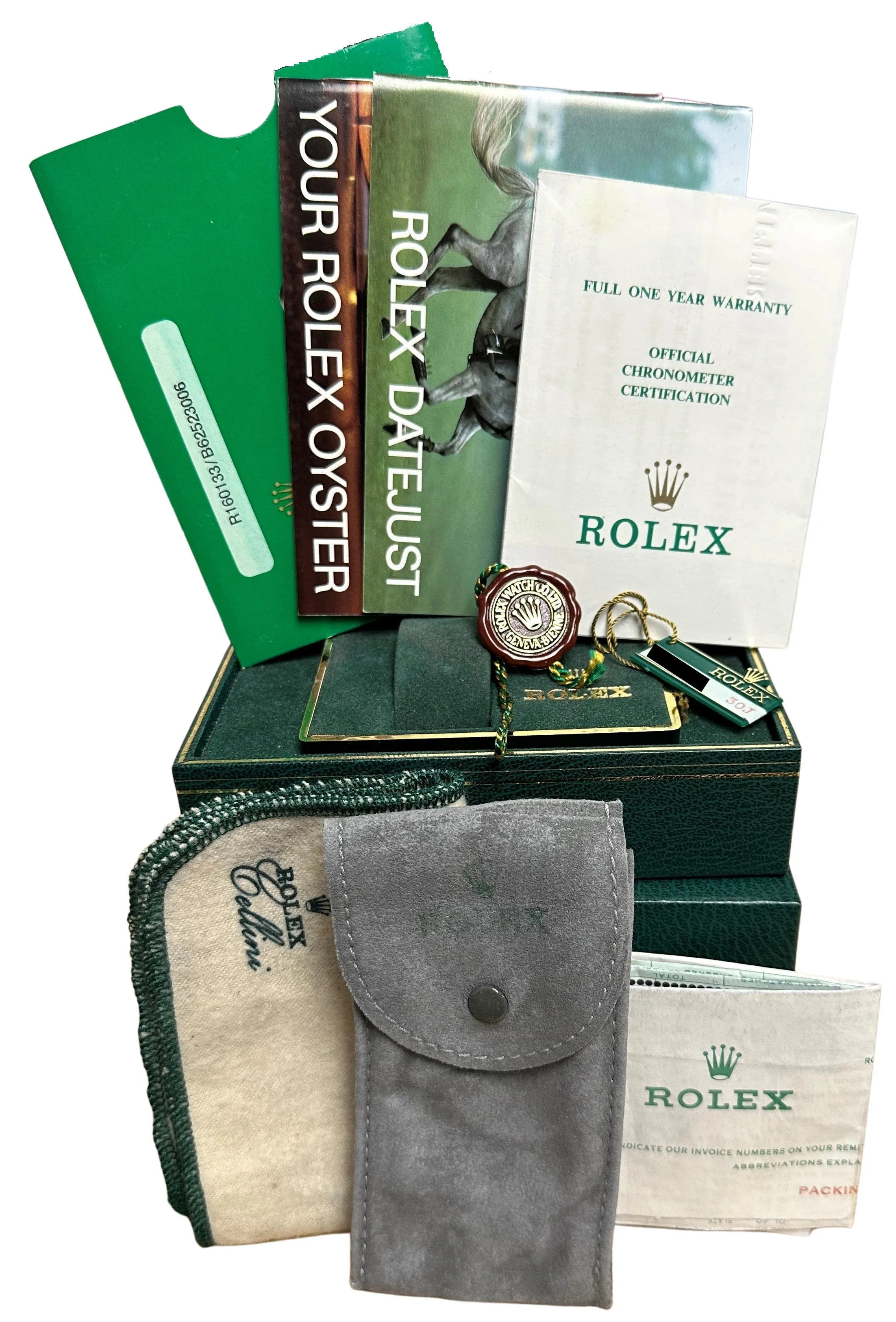 UNPOL. Top Condition Compete Rolex DateJust Black Tapestry TT 36mm 16013 Watch