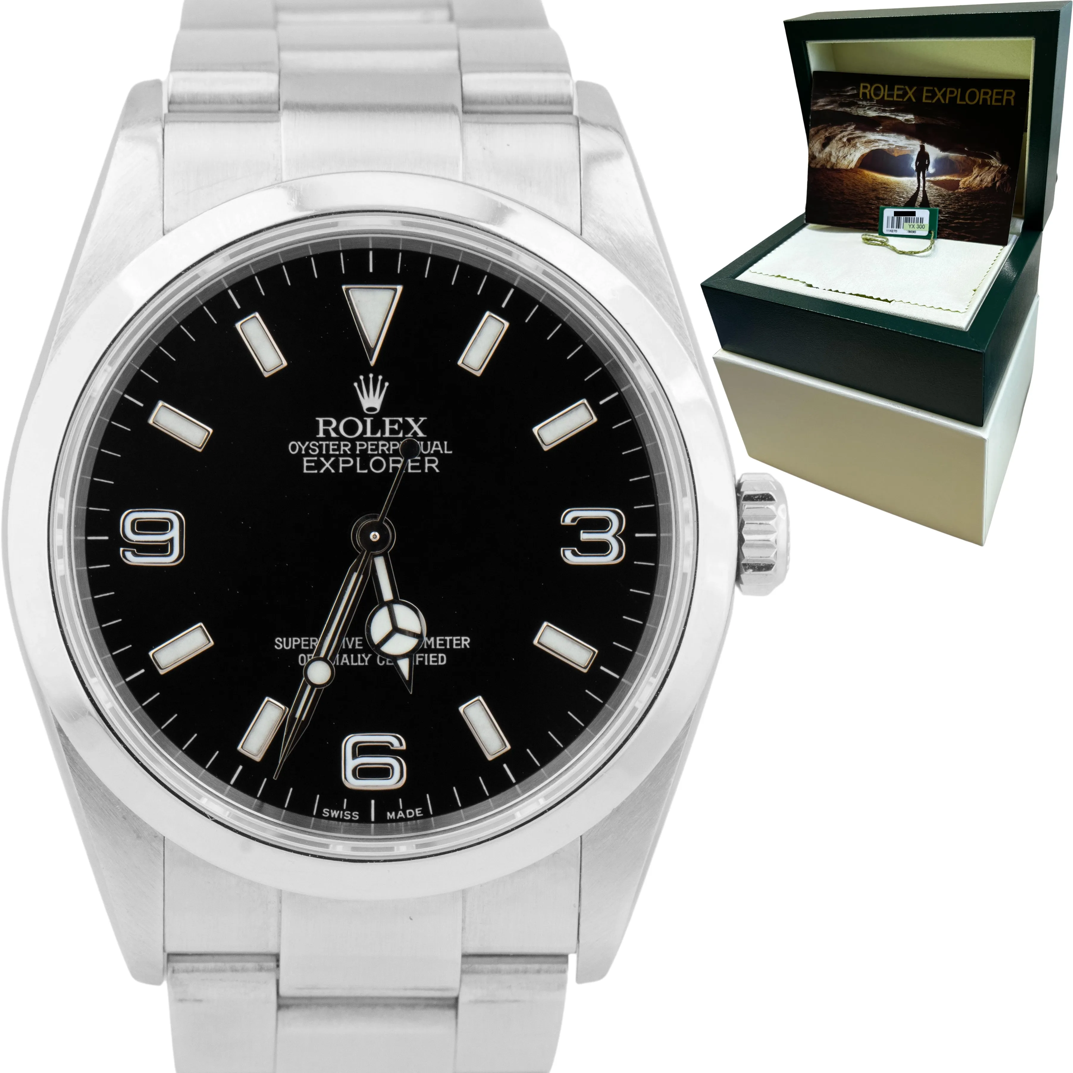 UNPOLISHED Rolex Explorer I Black 36mm 3-6-9 Stainless Steel Oyster Watch 114270