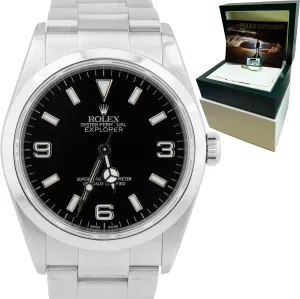 UNPOLISHED Rolex Explorer I Black 36mm 3-6-9 Stainless Steel Oyster Watch 114270
