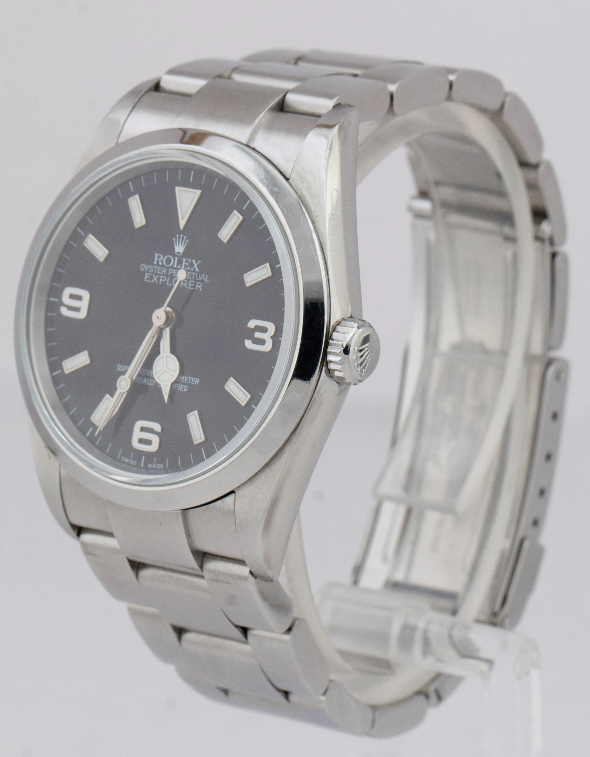 UNPOLISHED Rolex Explorer I Black 36mm 3-6-9 Stainless Steel Oyster Watch 114270