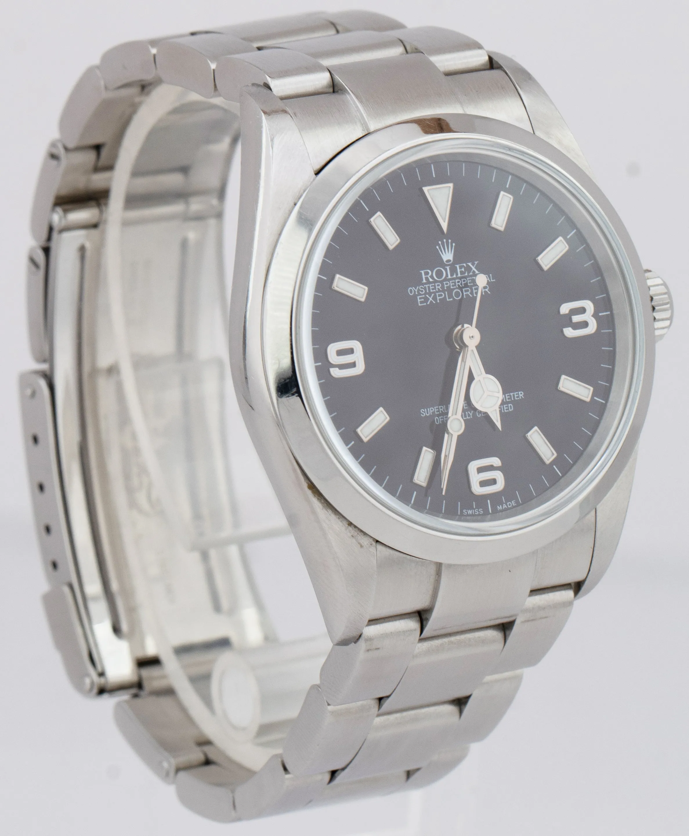UNPOLISHED Rolex Explorer I Black 36mm 3-6-9 Stainless Steel Oyster Watch 114270