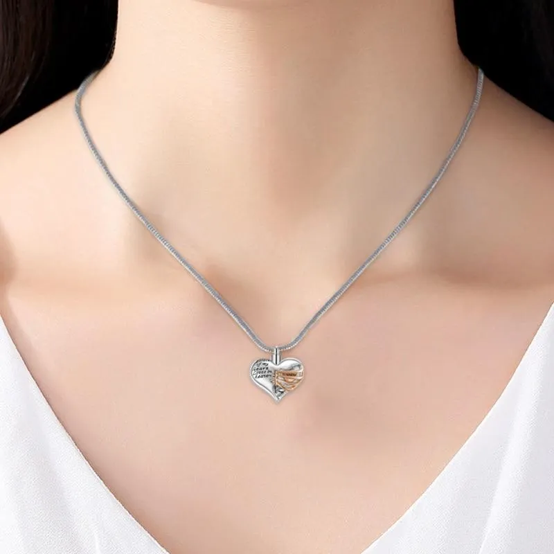 Urn Of Memories X Mystical Passion New Collection! Heart in Chest Cage inscribed "A piece of my heart lives in Heaven" Urn Pendant for cremation ashes