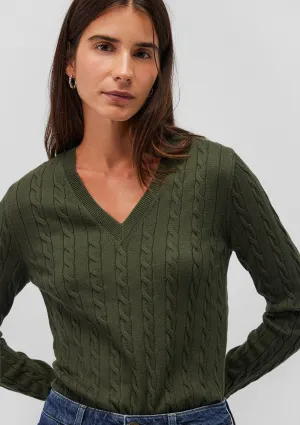 V Neck Green Sweater
