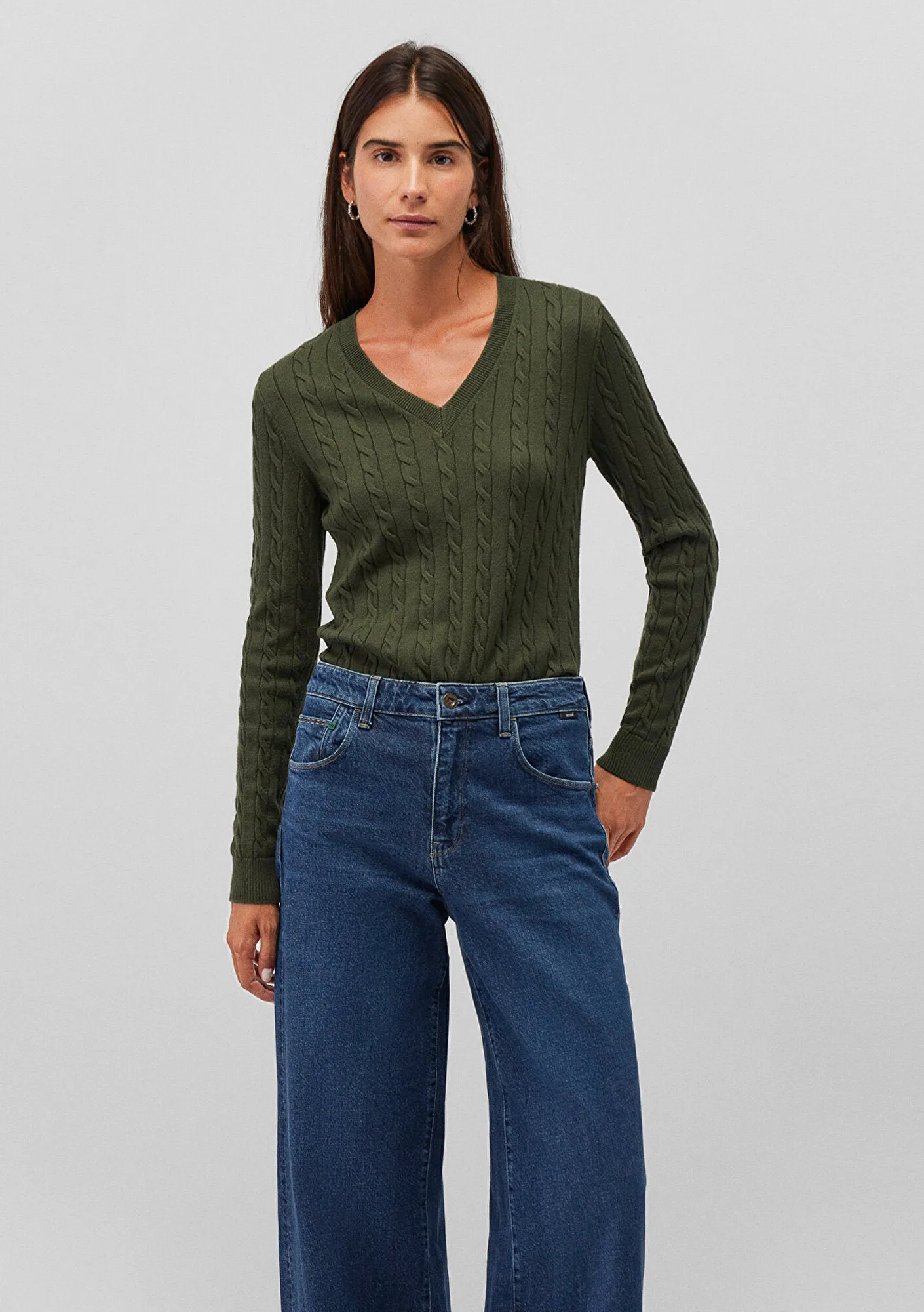 V Neck Green Sweater