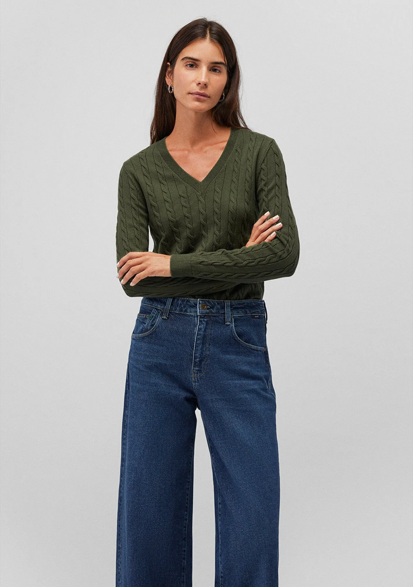 V Neck Green Sweater