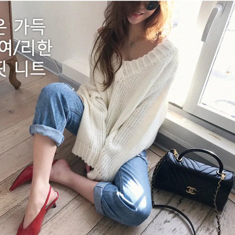 V Neck Hollow Loose Sweater ER5844