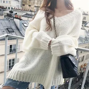 V Neck Hollow Loose Sweater ER5844