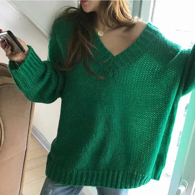 V Neck Hollow Loose Sweater ER5844
