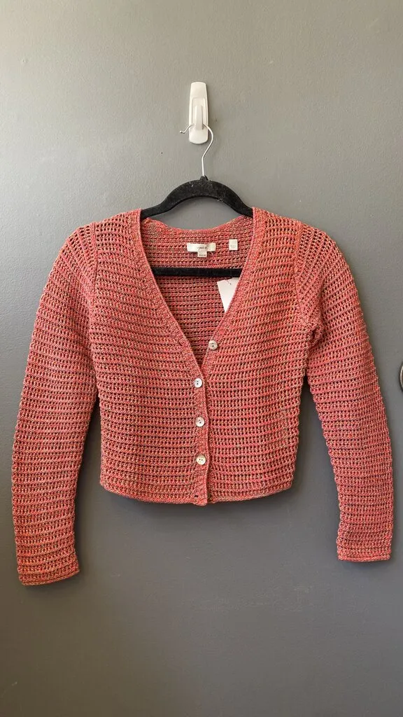 V neck Open Knit Cardigan Sweater