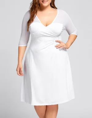 V-neck Short-sleeved Plus Dress