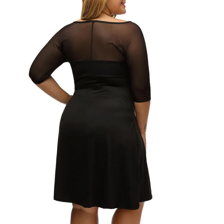 V-neck Short-sleeved Plus Dress