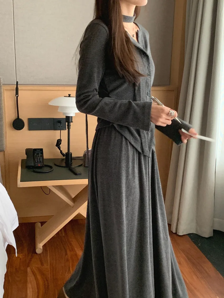 V-Neck Single-breasted Knitted cardigan