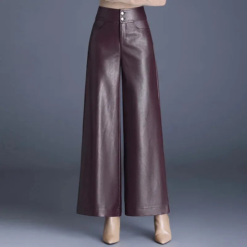 Valentina Wide-Leg Leather Pants