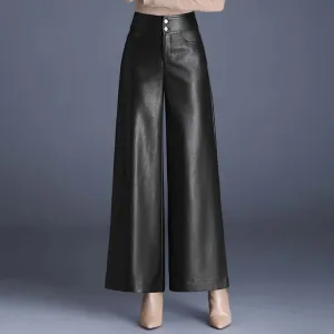 Valentina Wide-Leg Leather Pants