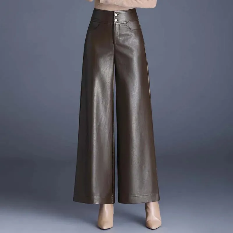 Valentina Wide-Leg Leather Pants