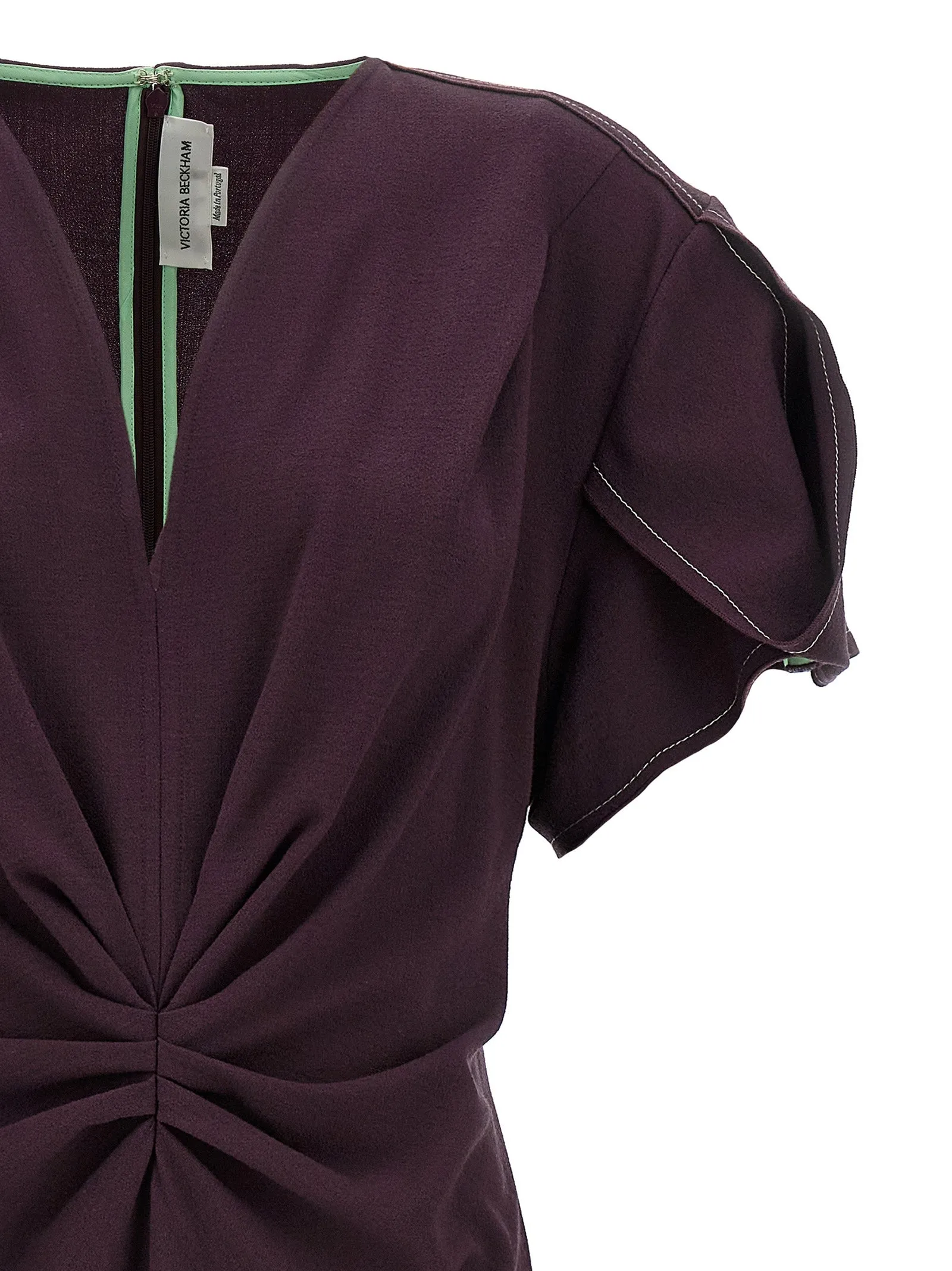Victoria Beckham 'samlade V Neck Midi' klänning