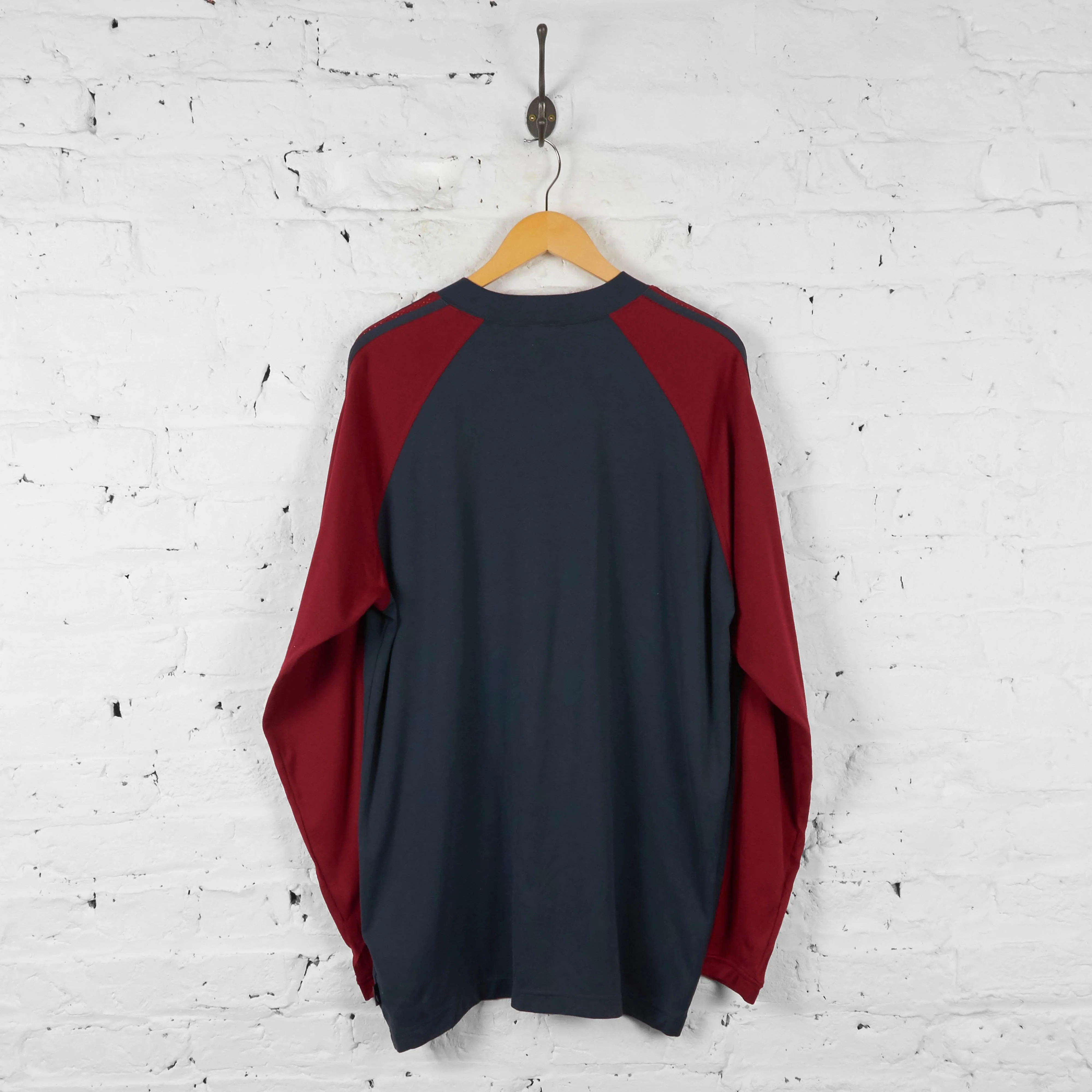 Vintage Adidas Long Sleeve T-Shirt - Grey/Red - XL