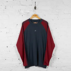 Vintage Adidas Long Sleeve T-Shirt - Grey/Red - XL