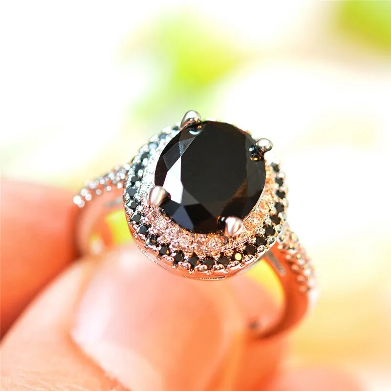 Vintage Black Sapphire Gemstone Ring 925 Sterling Silver For Women